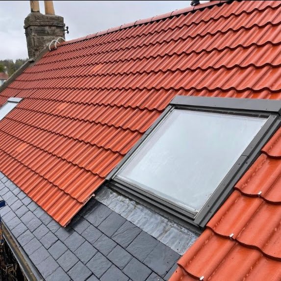 New roof with slate band
